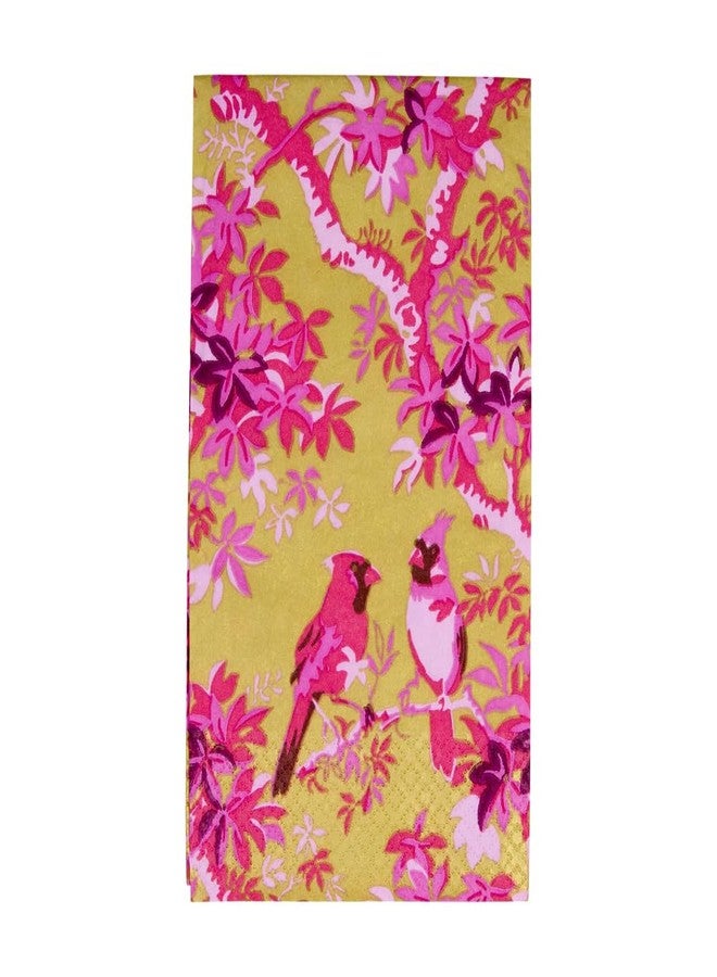 Caspari Scenic Songbirds Rose & Gold Guest Towel Napkins - 15 Per Package - Image 1